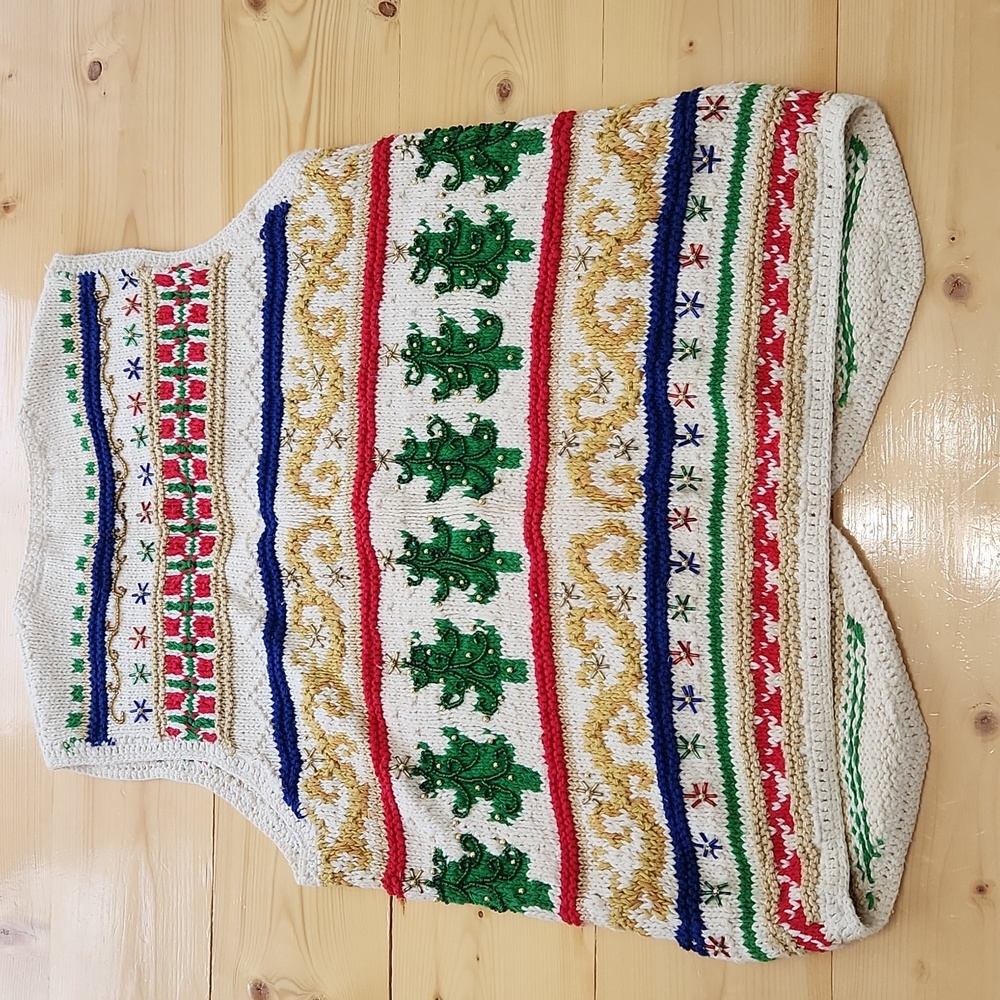 N.E.K. Vintage Christmas Holiday Knit Beaded Vest Womens Sz S - Picture 8 of 16